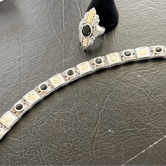 18Kt Gold/Sterling Silver matching set - Picture 1 of 6